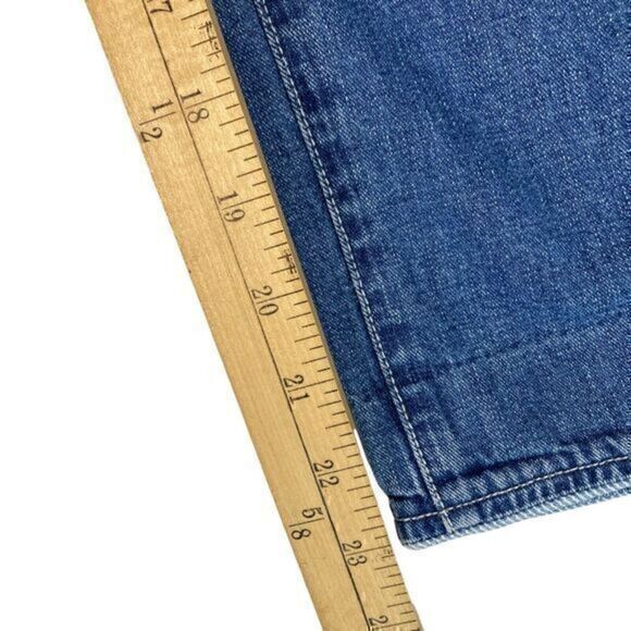 Orvis Capri Jeans Womens Sz 12 Blue Medium Wash Crop 5 Pocket Denim Button Ankle - Picture 12 of 15